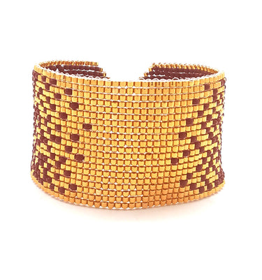Brazalete Telar Dorado Grueso Difuminado Rojo